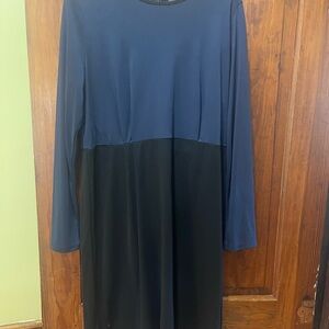 Jones New York Navy and Black Long Sleeve Dress